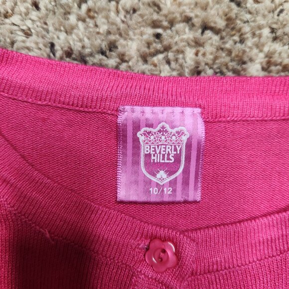 Beverly Hills Princess Pink Flower Buttons Sweater Cardigan - Picture 7 of 12